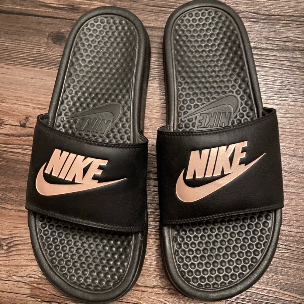 Rose Gold Nike Slides